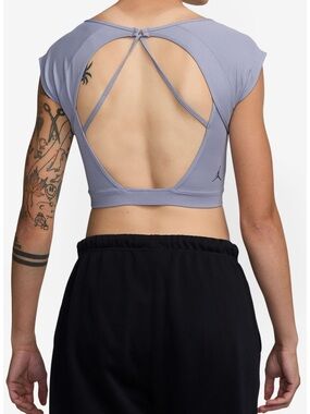Jordan Dri-FIT Performance Crop Top Lavender Open-Back Strappy Athletic Running